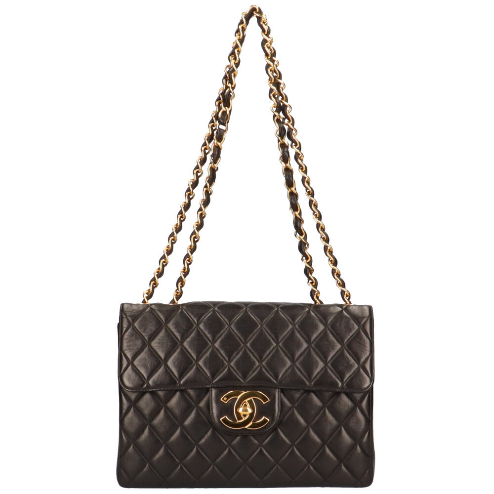 Chanel S Flap Chain Big Matelasse Lambskin Shoulder Bag Black